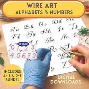 Wire Art Alphabet & Numbers Templates Bundle | A-Z Letters + 0-9 Numbers Printable Knitted Wire Patterns PDF I-Cord Craft Templates