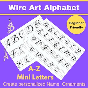 Wire Art Mini Letter Templates A-Z PDF | Knitted Wire Alphabet Pattern | Personalized Ornament & Keychain Template image 1