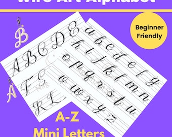 Wire Art Mini Letter Templates A-Z PDF | Knitted Wire Alphabet Pattern | Personalized Ornament & Keychain Template