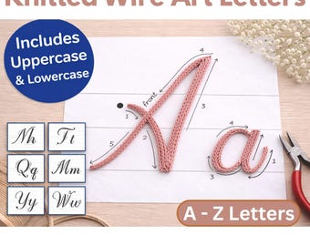 Plantillas del alfabeto de arte de alambre A-Z Patrones de alambre tejido imprimibles PDF Alfabeto en mayúsculas y minúsculas