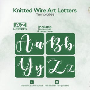 プレミアムワイヤーアートアルファベットA-Zテンプレート、印刷可能な編みワイヤーワードパターンPDF大文字と小文字アルファベット、ワイヤーネームサイン