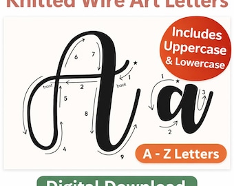 Premium Wire Art Alphabet Templates Printable  I Cord Wire Letter Patterns, Knitted Wire Art Font, Wire Writing Templates, Wire Name Sign