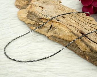 Natuurlijke 14K gouden kralenketting met zwarte diamant
