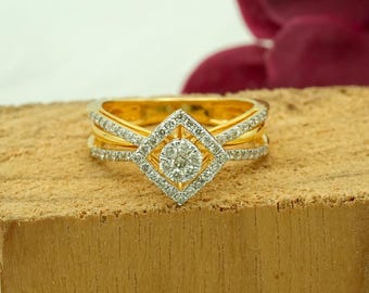 14k Yellow Gold Solitaire Diamond Ring: Natural Fine Jewelry, 0.42 Carat