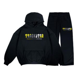 „Trackstar“ Trainingsanzug Set - Schwarz-Gelbes Statement Hoodie + Jogger | Urban Streetwear | „Track ist nicht jedermanns Sache