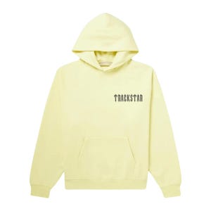 Trackstar Hoodie | Cream Yellow Pullover | Unisex Streetwear | Gothic Font Sweatshirt | Minimalist Urban Fashion