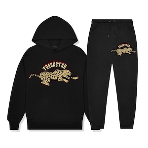 Trackstar Hoodie Sweatpants Set | Unisex Jogger Tracksuit with Leopard Graphic | Streetwear Outfit for Men & Women