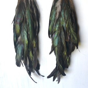 Iridescent Feather Earrings, Extra Long Feather Earrings, Bohemian Jewelry, Feather Jewelry image 2