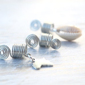 Africa Loc Jewelry, Silver Dreadlock Bead, Hair Coils, Cowrie Shell, Spiral Hair Cuff, Jewelry for Dreads image 3