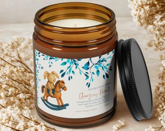 Custom Baby Shower Candle, Extra Large Apothecary Jar, Natural Soy Wax