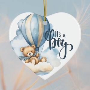 C&#39;est un garçon - C&#39;est une fille, décoration en céramique en forme de coeur, cadeau de baby shower, souvenir de nouveau-né, cadeau de fête de révélation du sexe, ours en peluche mignon