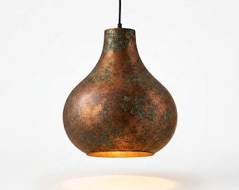 Lámpara colgante marroquí de cobre envejecido – Lámpara de cobre artesanal con pátina vintage