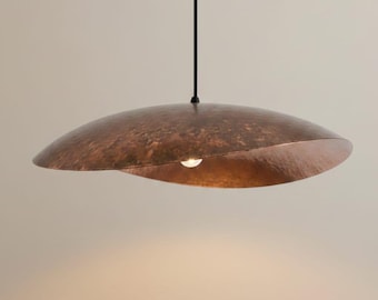 Rustic Copper Dome Pendant Light – Handcrafted Patina Ceiling Lamp – Modern Farmhouse Kitchen Lighting