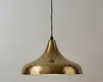 Juego de 2 lámparas colgantes de latón martillado / Lámpara colgante marroquí de oro antiguo