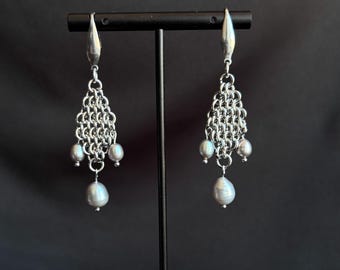 Whimsy Chainmaille Earrings Soft Goth Fairycore Jewelry