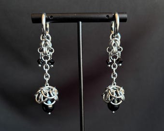 Whimsy Fairycore Gothic Victorian Earrings with Black Drops