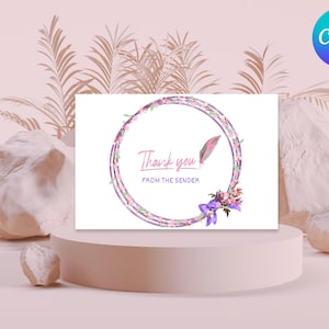 Printable Floral Thank You Card Template, Pretty Print at Home Thank You Card Personal Note Wedding Card, Thank You Card For Her