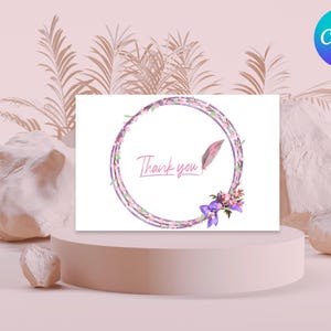 Printable Floral Thank You Card Template, Pretty Print at Home Thank You Card Personal Note Wedding Card, Thank You Card For Her