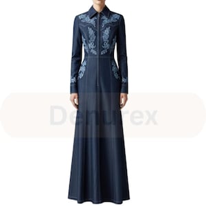 Embroidered Denim Maxi Dress: Western Boho Chic
