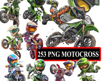Chibi-bundel motorcrossers | MX Cartoon-clipartset voor stickers en prints