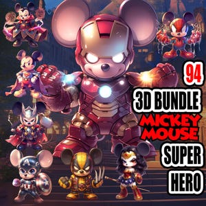 94 Super Mouse PNGs 3d Style + Background  | Instant Download, High Res