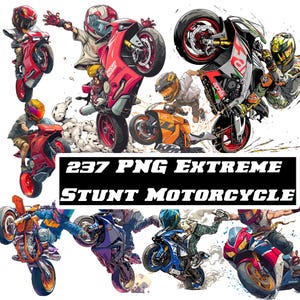 Extreme stuntmotorfiets PNG-bundel | 237 krachtige afbeeldingen voor actiefiets