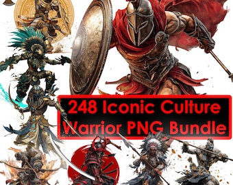 Iconic Culture Warrior PNG Bundle | 248 Legendary Fighter Characters | High-Detail Digital Download