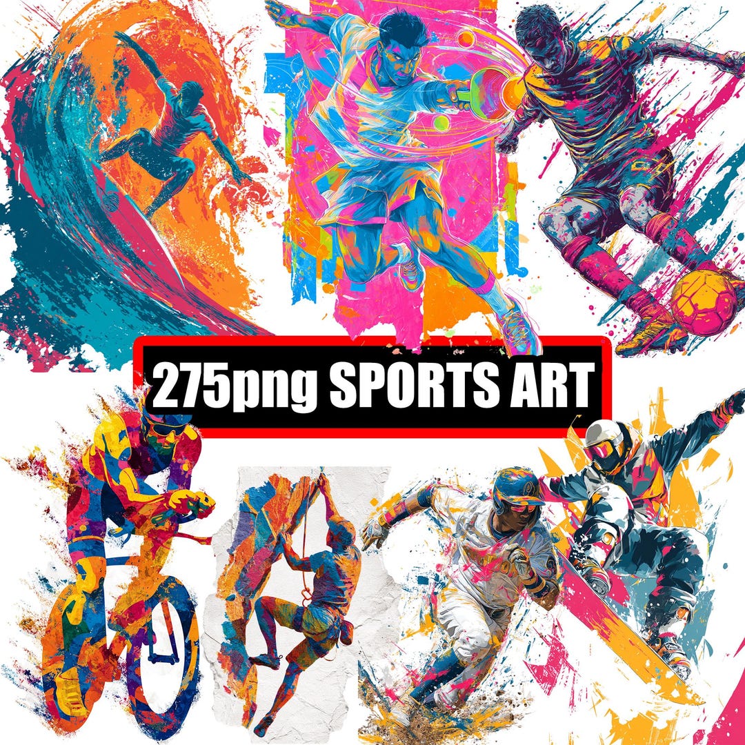 Sportsgraphics Artf Vibrant Sports Arts Clipart Set | Digital Download - Etsy