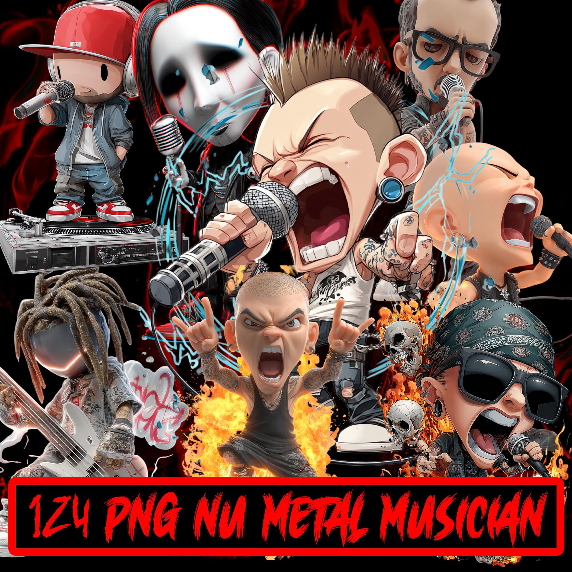 Nu Metal Icons PNG Bundle | Heavy Music Cartoon Clipart for