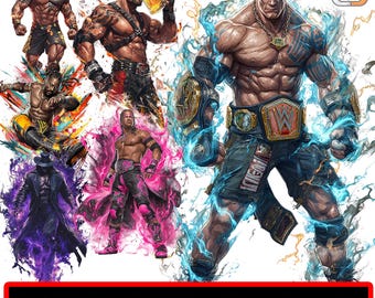 3D Wrestling PNG Bundle – Power Aura Cartoon Style, Pro Wrestling Clipart