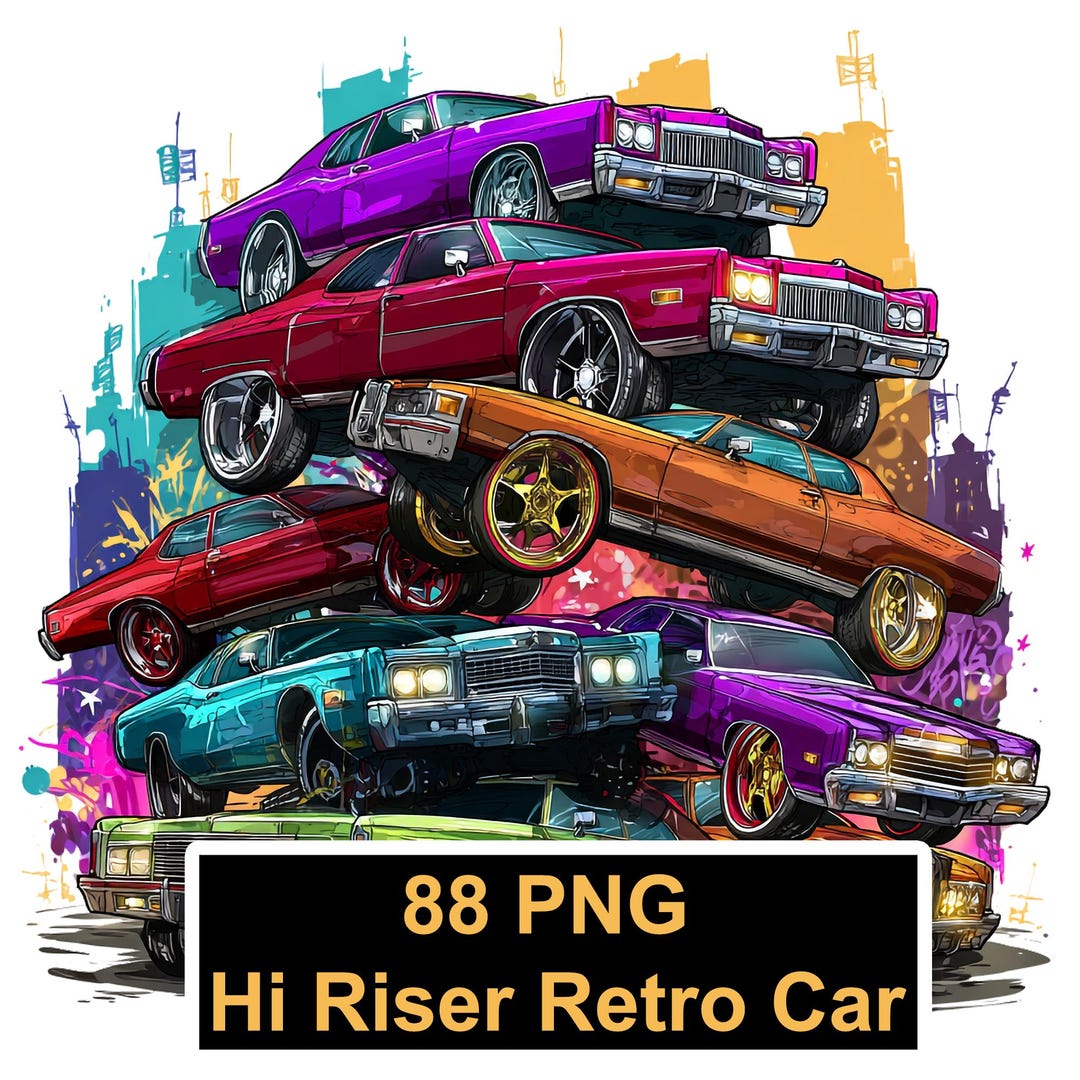 Hi Riser Car Clipart Bundle | Retro Custom Car Art Digital Download ...