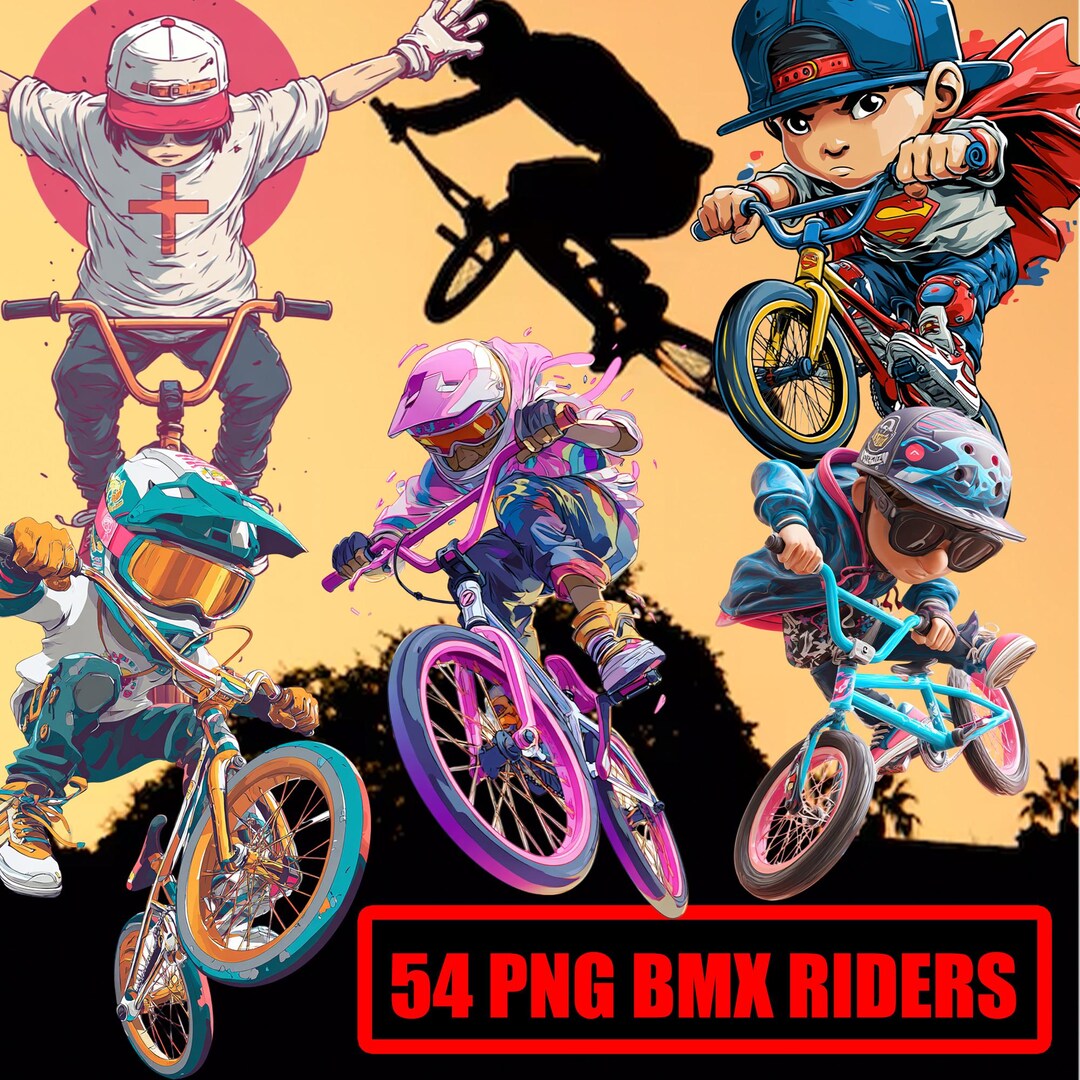 Chibi BMX Riders in Fun Cartoon Style | Extreme Sport Clipart for ...