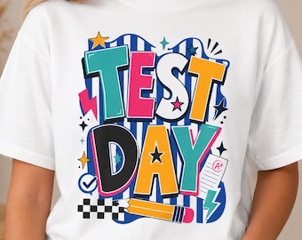 Camiseta para o dia da prova, camiseta para exame escolar, presente para professor, uniforme escolar