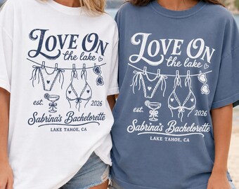 Camiseta "Amor no Lago", Camiseta Personalizada para Noivas, Presente para Despedida de Solteira à Beira do Lago, Camiseta de Gola Redonda Personalizada