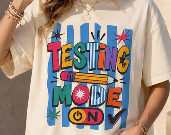Camiseta "Modo Teste", Camiseta para Provas Escolares, Presente para Professores, Uniforme Escolar