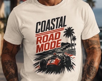 Camiseta Coastal Road Mode, Camiseta para Amantes de Carros, Presente Vintage para Quem Gosta de Dirigir, Camiseta para Cidade Litorânea