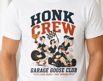 Camiseta "Honk Crew", Camiseta engraçada com estampa de ganso, Presente para mecânicos de garagem, Camiseta para amantes de carros