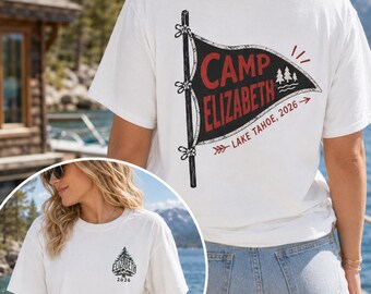 Camiseta personalizada para acampamento, camiseta com nome personalizado, presente para retiro no lago, regata para a equipe de verão