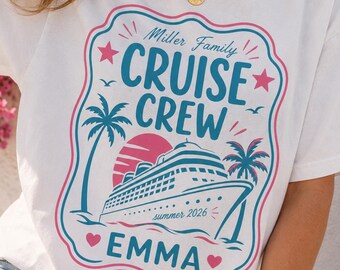 Camiseta personalizada para tripulação de cruzeiro, camiseta com nome da família, presente personalizado para o navio, camiseta para grupo de férias