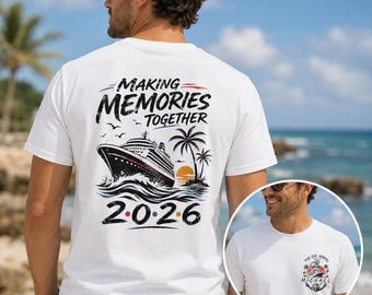 Camiseta "Criando Memórias", Camiseta para Grupos na Praia, Presente Personalizado para Férias, Camiseta para Viagem em Família ao Oceano