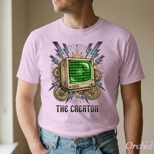 Shirt retro coder, The Creator-top, T-shirt met binaire code, cadeau codeschrijver