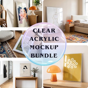 Clear Acrylic Frame Mockup Bundle PSD in 30 Warm Modern Scenes