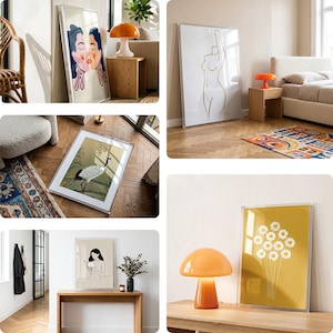 Clear Acrylic Frame Mockup Bundle PSD in 30 Warm Modern Scenes