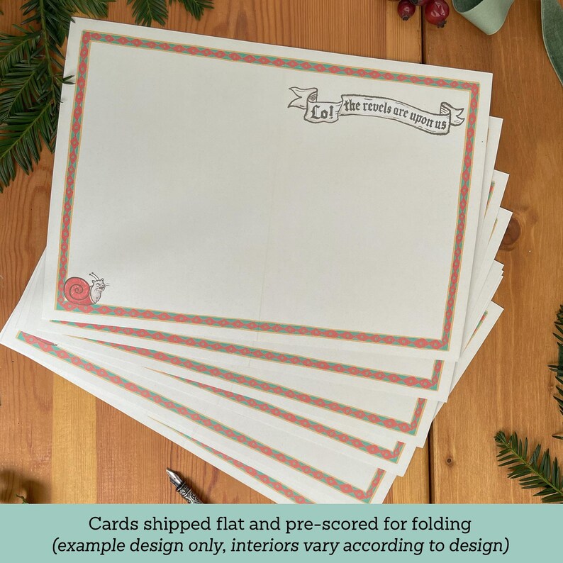 Medieval Goose Christmas Card Set, 10 Pack: Honk! The Herald Goose Doth Sing, Weird Marginalia Holiday Greetings 画像 8