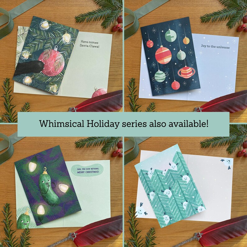 Medieval Goose Christmas Card Set, 10 Pack: Honk! The Herald Goose Doth Sing, Weird Marginalia Holiday Greetings 画像 10