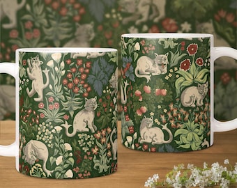 Ugly Medieval Cats Mug: Weird Medieval Tapestry Design | Castlecore Marginalia Cat Gift