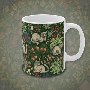 Medieval Cats Coffee Mug – Weird Tapestry Design | Cottagecore Witchy Cat Gift