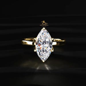 2CT Marquise Cut Moissanite Engagement Ring, Marquise Cut Engagement Ring, Marquise Solitaire, 2ct Marquise Cut, Solitaire Engagement Ring