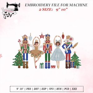 Nutcracker Ballet Embroidery Design, Classic Merry Christmas Machine Embroidery File, Holiday Nutcracker Pattern for Gifts, Instant Download