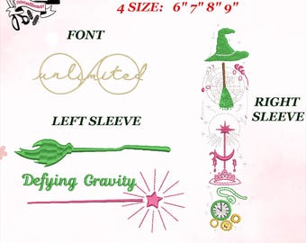 Defying Gravity Wicked Embroidery Design, Pink Goes Good With Green Machine File, Broadway Musical Inspired Stitch, Instant Download